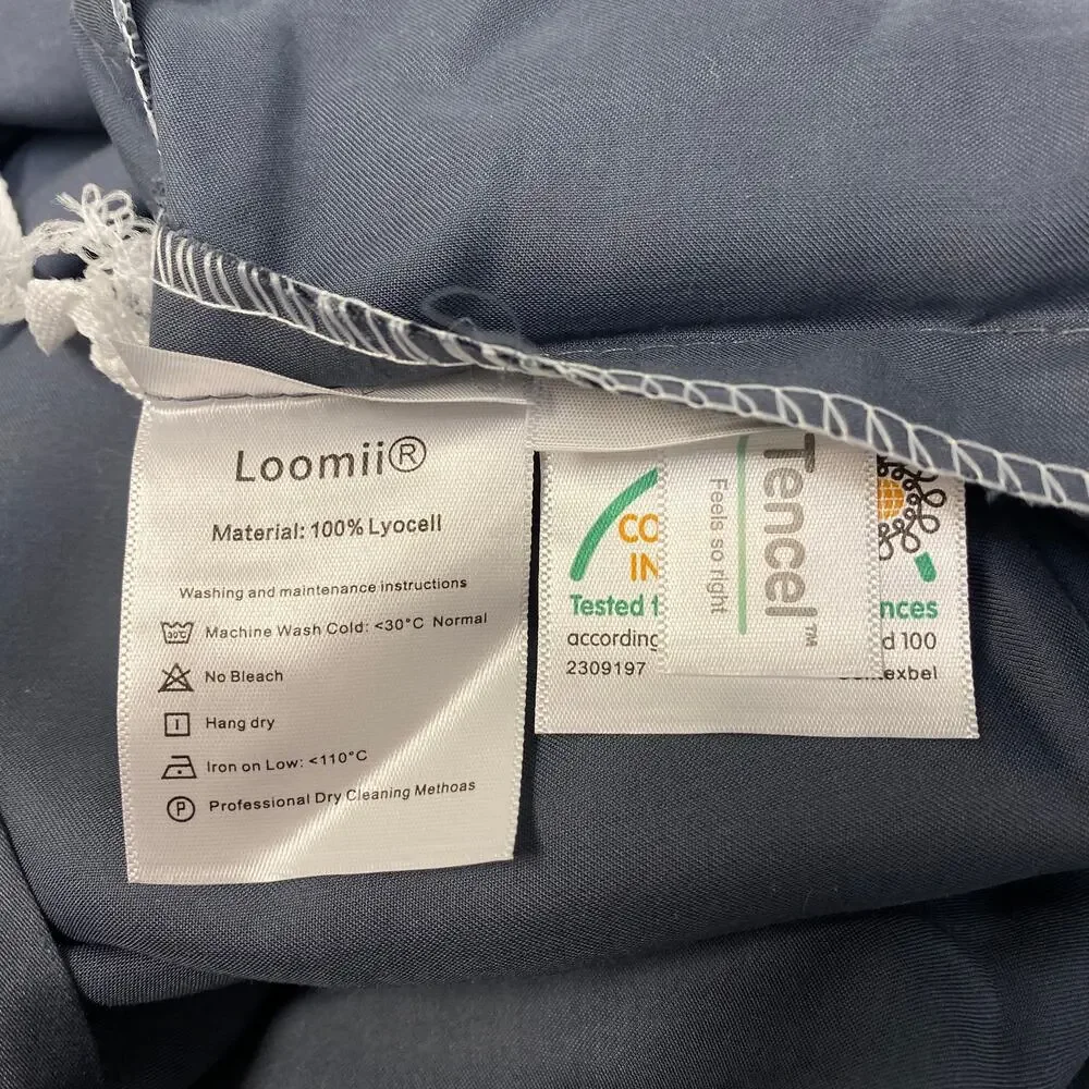 Loomii Cooling Eucalyptus Lyocell Duvet Cover, Steel Blue Gray, King, Zipper